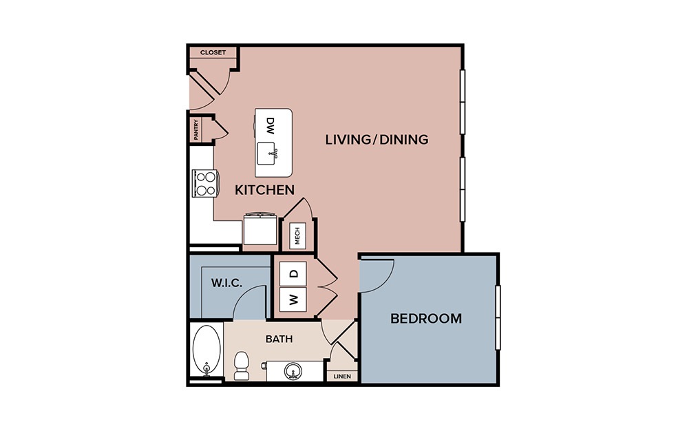 a4 - Houston 1 bedroom and 1 bathroom Apartment Floorplan